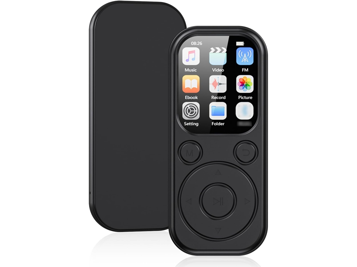 Leitor de MP3/MP4 de 8 GB, tela Bluetooth de 5,4 polegadas, 8 GB de armazenamento, 12 horas de reprodução, tamanho compacto de 2,01 polegadas (para 32 GB).