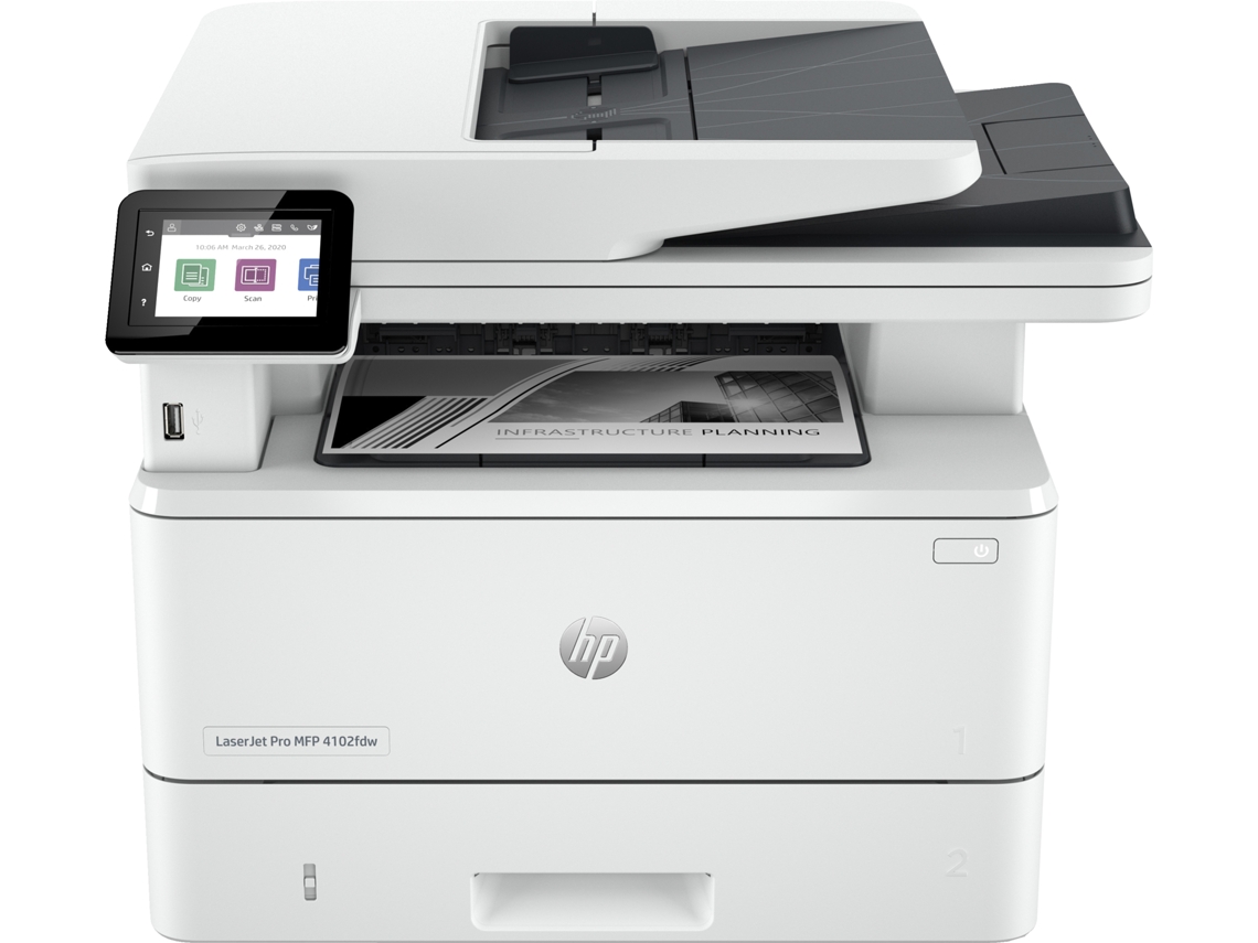 Impressora Laserjet Pro Multifunções 4102Fdw Preto e Branco para Pequenas e Médias Empresas Impressão Cópia Digit. Fax Ligação Sem Fios; Com HP