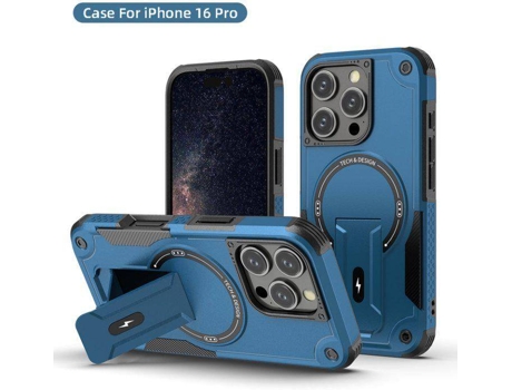 Capa Magsafe Iphone 16 Pro Com Suporte, Carregamento Sem Fio, Proteção Antichoque, Dupla Camada Pctpu E Cantos Reforçados