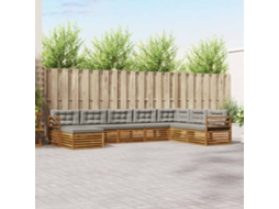 Vidaxl Conjunto De Sofás Para Exterior 8 Unid. Cinza Natural E Claro
