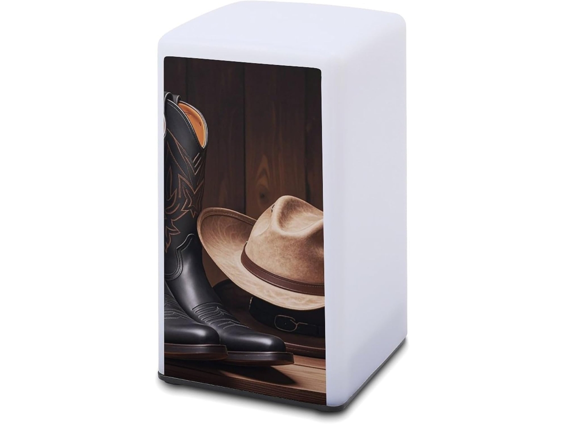 Luminária De Cabeceira Quadrada, Minimalista, Portátil E Sem Fio, Com Design De Botas E Chapéu Cowboy Preto Ideal