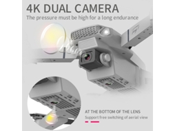 E88Pro Mini Drone com Câmera 4K Câmera Dupla Duração Da Bateria: 15 Min Cinza YIZHOOD