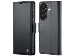 Capa Para Samsung Galaxy A37 5g De Couro Com Textura De Lichia E Fecho Borboleta Com Proteção E Sistema Rfid Antirroubo Preta