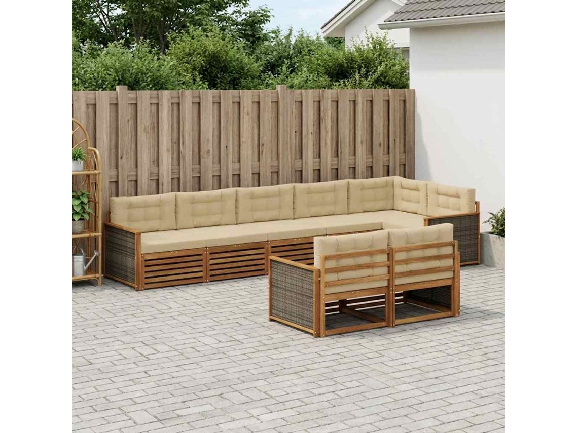 Vidaxl Conjunto De Sofás Para Exterior 8 Pcs Natural E Bege