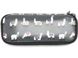 Este estojo para lápis com estampa étnica de alpaca e design de lhama, de grande capacidade, comporta canetinhas, marcadores e outros materiais.