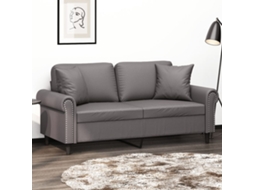 Vidaxl Sofá 2 Lugares + Almofadas Decorativas 140cm Couro Artif. Cinza