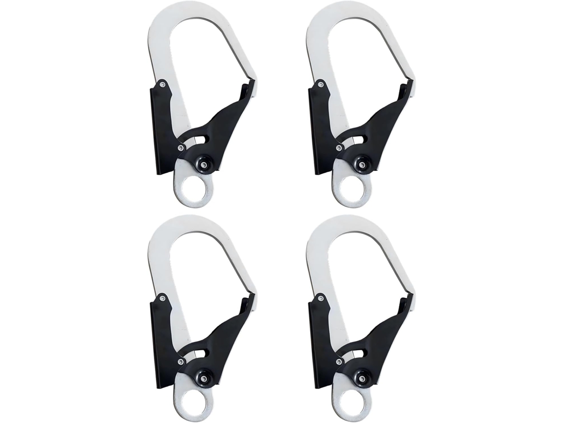 Conjunto de 4 mosquetões de escalada, resistentes a 25 kN, com trava.