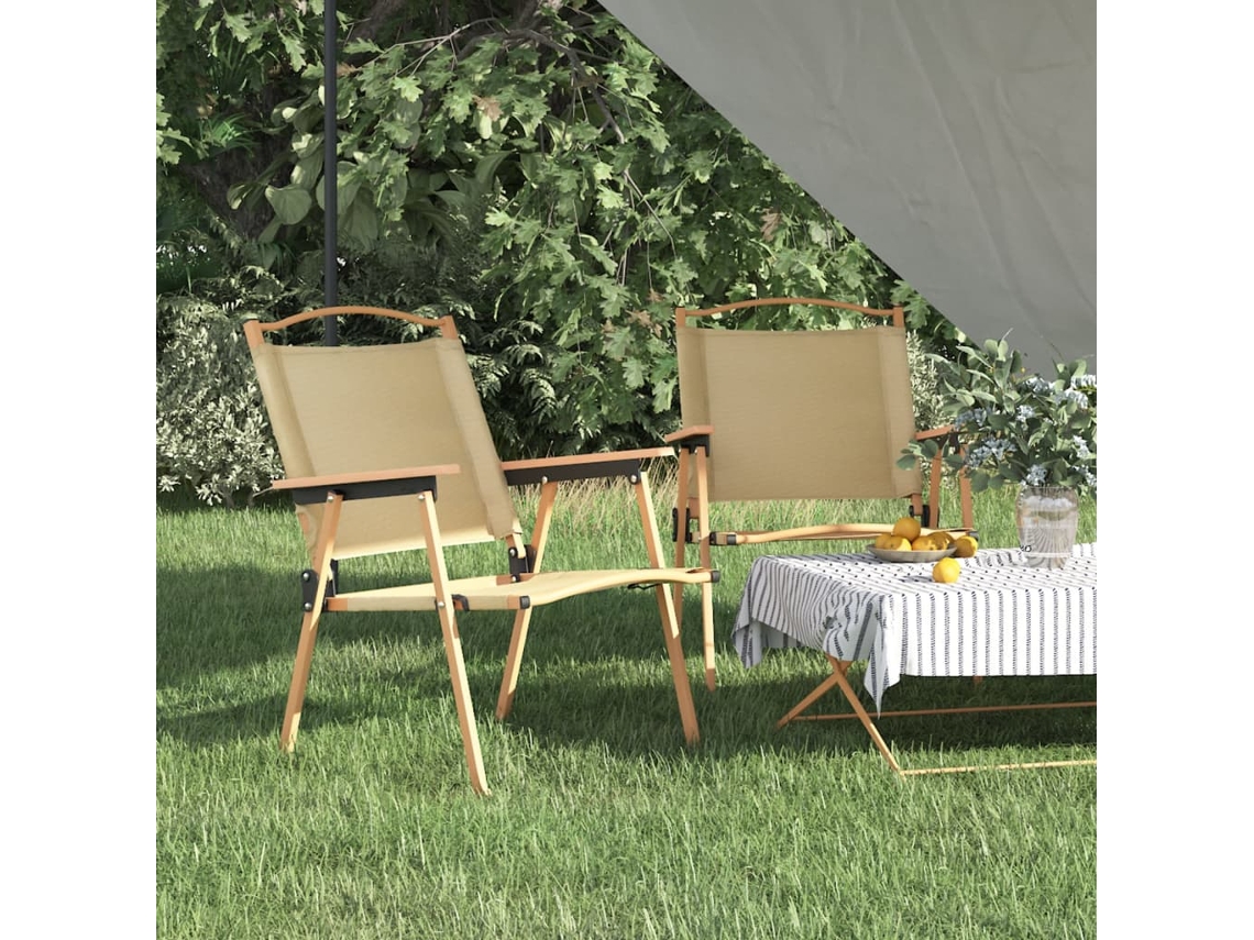 Vidaxl Cadeiras De Campismo 2 Pcs 54x55x78 Cm Tecido Oxford Bege