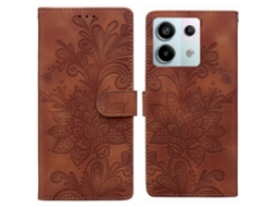 Capa De Celular Em Pu Com Fecho Magnético, Estampa Floral Em Relevo De Renda E Alça De Pulso Para Redmi Note 13 Pro 5g