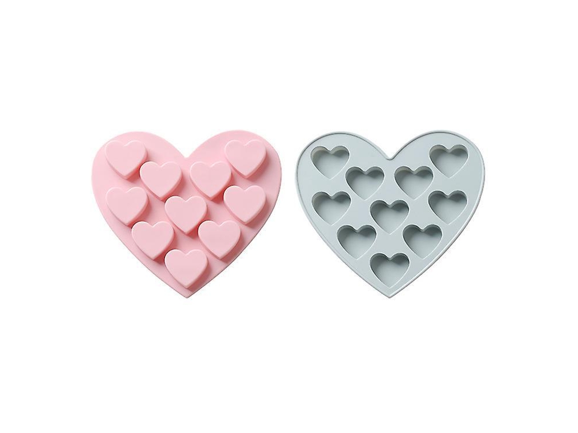 Formas de silicone em formato de coração Slowmoose Pink com 10 cavidades para chocolate, balas de goma, confeitos, biscoitos e formas de gelo