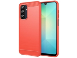 Capa Para Samsung Galaxy A37 5g - Capa De Silicone Gel Carbono Vidro Temperado - Vermelho