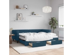 Vidaxl Sofá-cama Com Gavetão E Gavetas 90x200 Cm Veludo Azul