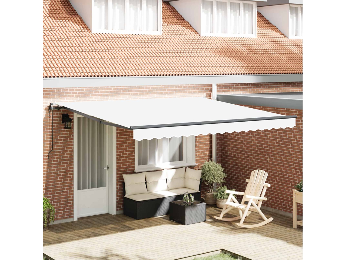 Vidaxl Toldo Retrátil Branco 400 × 300 Cm Tecido E Alumínio