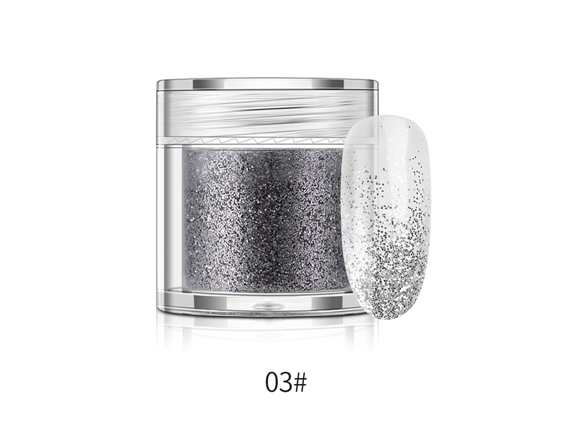 Polvo De Brillo Para Uñas En Botella Pigmento De Manicure 10g (gris Plateado)