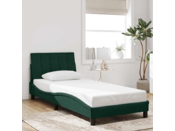 Estrutura de Cama Vidaxl Veludo Verde escuro Hanko 90x190 cm