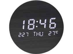 Relógio De Parede Eletrônico Digital Led De Madeira Para Hora, Data E Temperatura, Para Casa