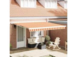 Vidaxl Toldo Retrátil Amarelo E Vermelho 400 × 300 Cm Tecido E Metal