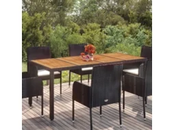Vidaxl Mesa De Jardim Com Tampo De Madeira 190x90x75 Cm Vime Pe Preto