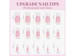 Unhas postiças francesas em gel macio pré-aplicadas Rebe com base e primer, 9 cores, 15 tamanhos, para nail art faça você mesma