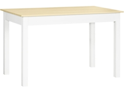 Mesa de Sala de Jantar Melamina de Madeira Cor Branco e Madeira 119x70x76 cm Homcom