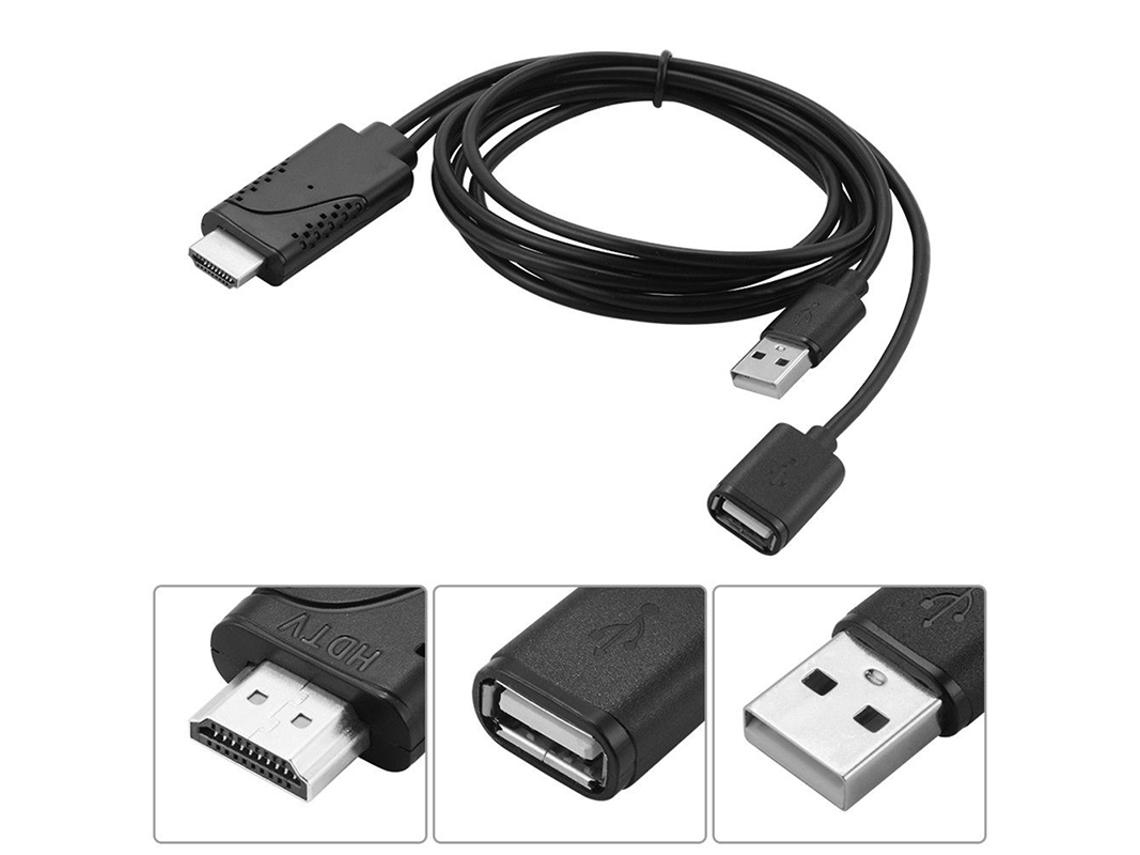 Cabo Adaptador Hdtv 2 em 1 Usb Fêmea para Hdmi Macho Ios 8.0 e AQUAFORGE