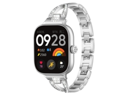 Bracelete para Redmi Watch 6 / 5 / 4 XIAOMOYU em metal diamante em formato de X e fileira única prateada