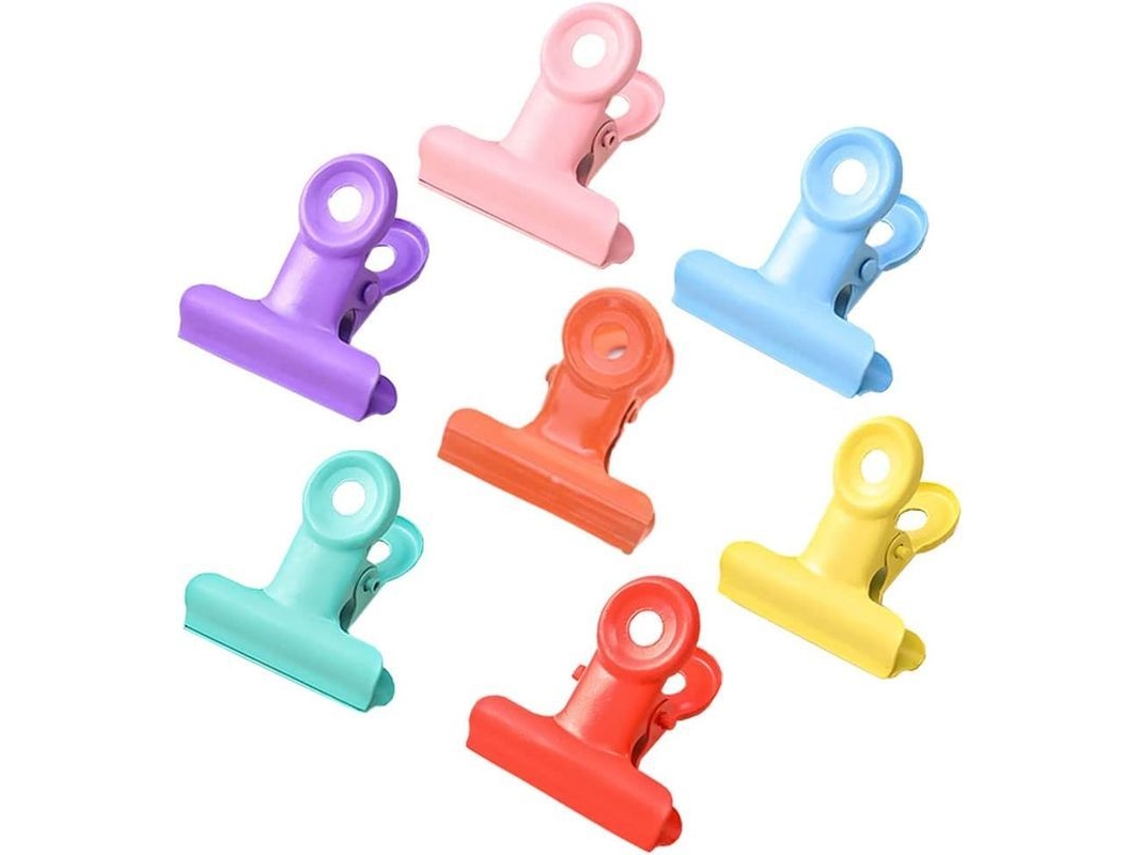 2026 28 Pinças de Metal Multicolor, 7 Cores, Pinças de Pasta com Buracos para Pendurar, 3x3cm