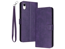 Capa Em Couro Pu Textura Da Barriga Da Perna, Anti-queda Para Apple Iphone Xr - Roxo