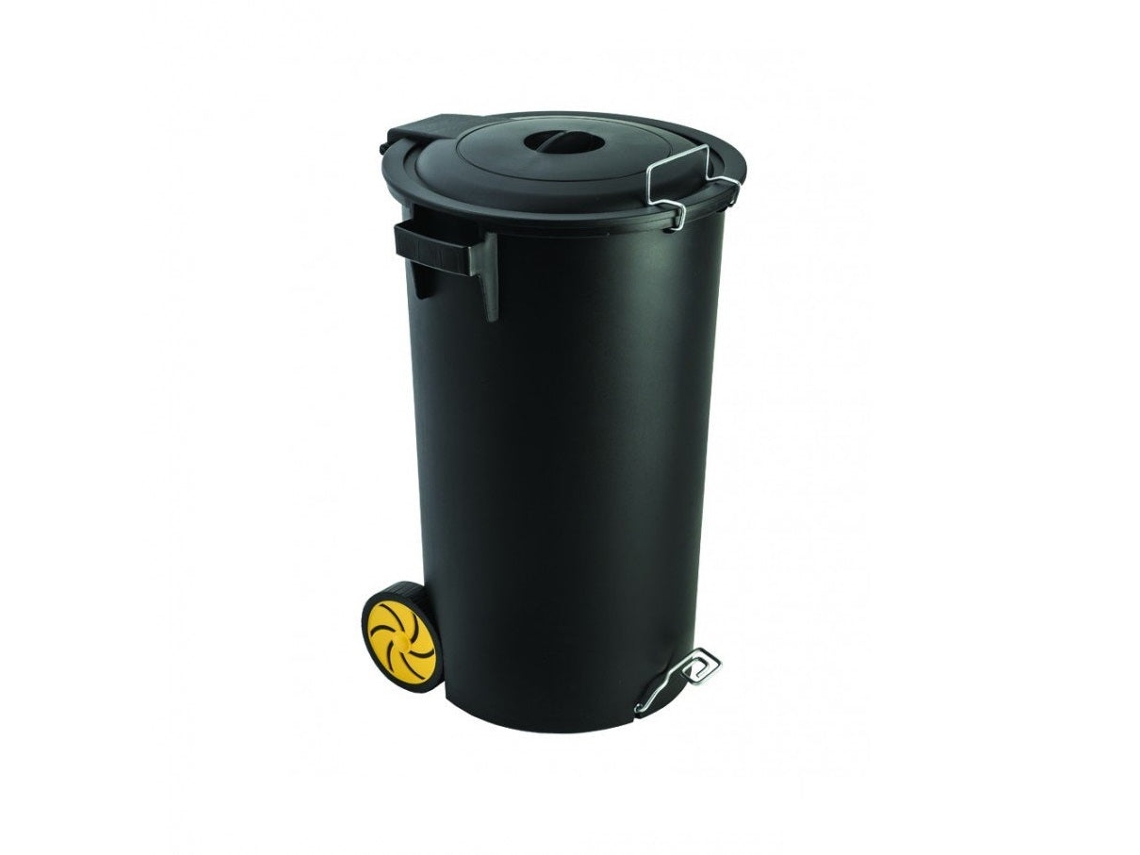 Balde Do Lixo FAPLANA 80 L Preto com Rodas e Pedal