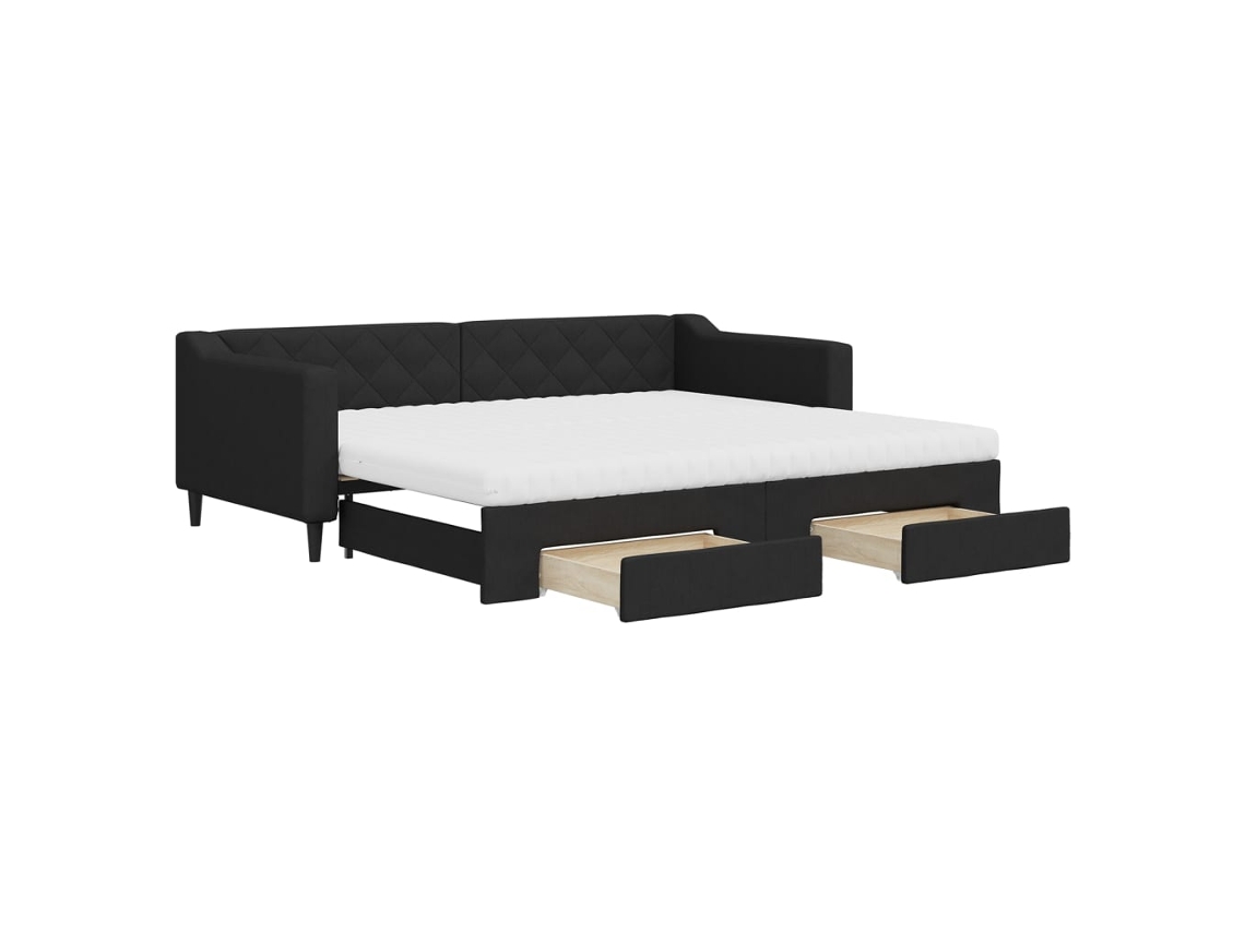 Daybed With Trundle, Daybeds With Trundles Vidaxl Preto Tecido (90 X 200 Cm)