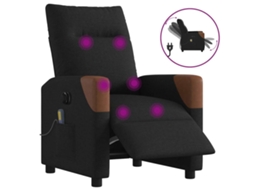 Vidaxl Poltrona Reclinável De Massagens Elétrica Tecido Preto