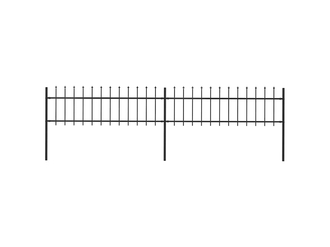 Vidaxl Cerca De Jardim Com Topo Em Forma De Lança Em Aço 359x60 Cm, Preta