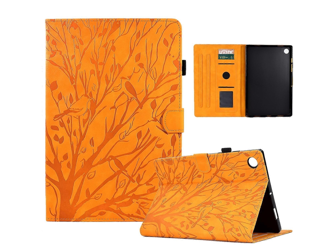 Capa Para Tablet Lenovo M10 Plus Fortune Tree Pressure Flower Em Pu Com Função De Ativação/suspensão.