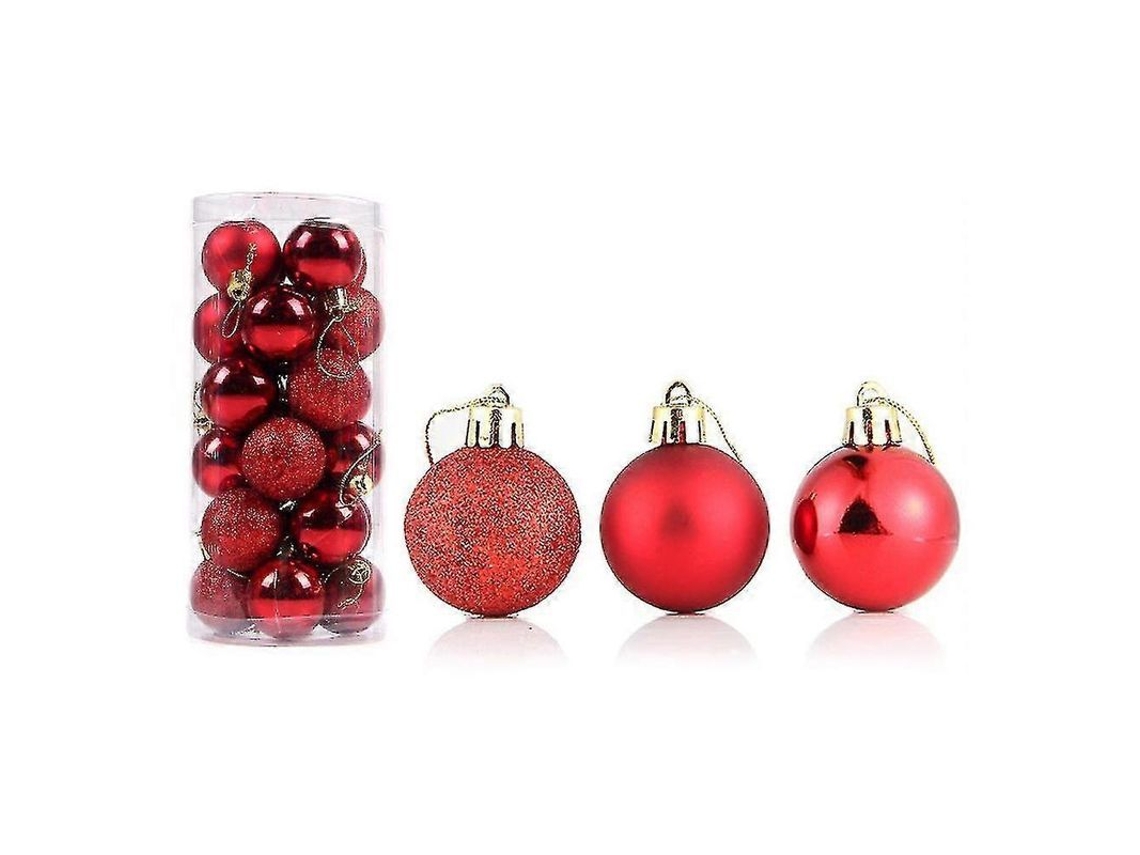 24 Bola Natal Delicada Reutilizável De Alto Brilho Decoração Árvore Natal Pendon Decor Casa 6cm Rojo