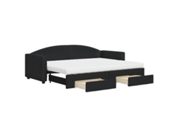 Sofá cama MAISON EXCLUSIVE Gavetão e Gavetas 80x200 Cm Tecido Preto