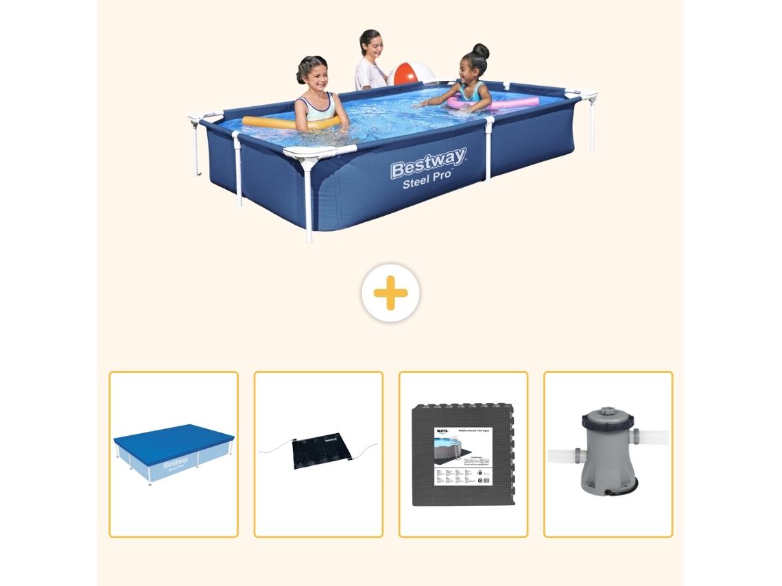 Bestway Piscina Bestway Steel Pro Retangular - 221x150x43 Cm - 5-peças S21