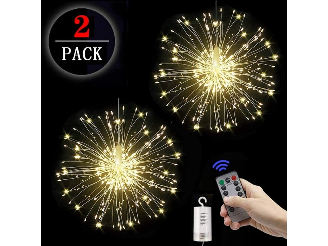 Luzes Led Em Forma De Fogos De Artifício Com 120 Leds, 8 Modos E Comando
