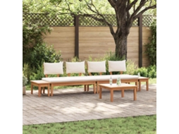Vidaxl Conjunto De Sofá De Jardim 5 Unid. Marrom E Creme