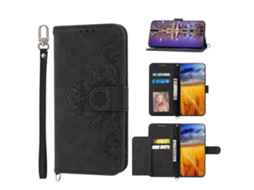 Capa De Couro Tipo Carteira Com Estampa De Flores E Relevo Para Sharp Aquos Sense7 Plus