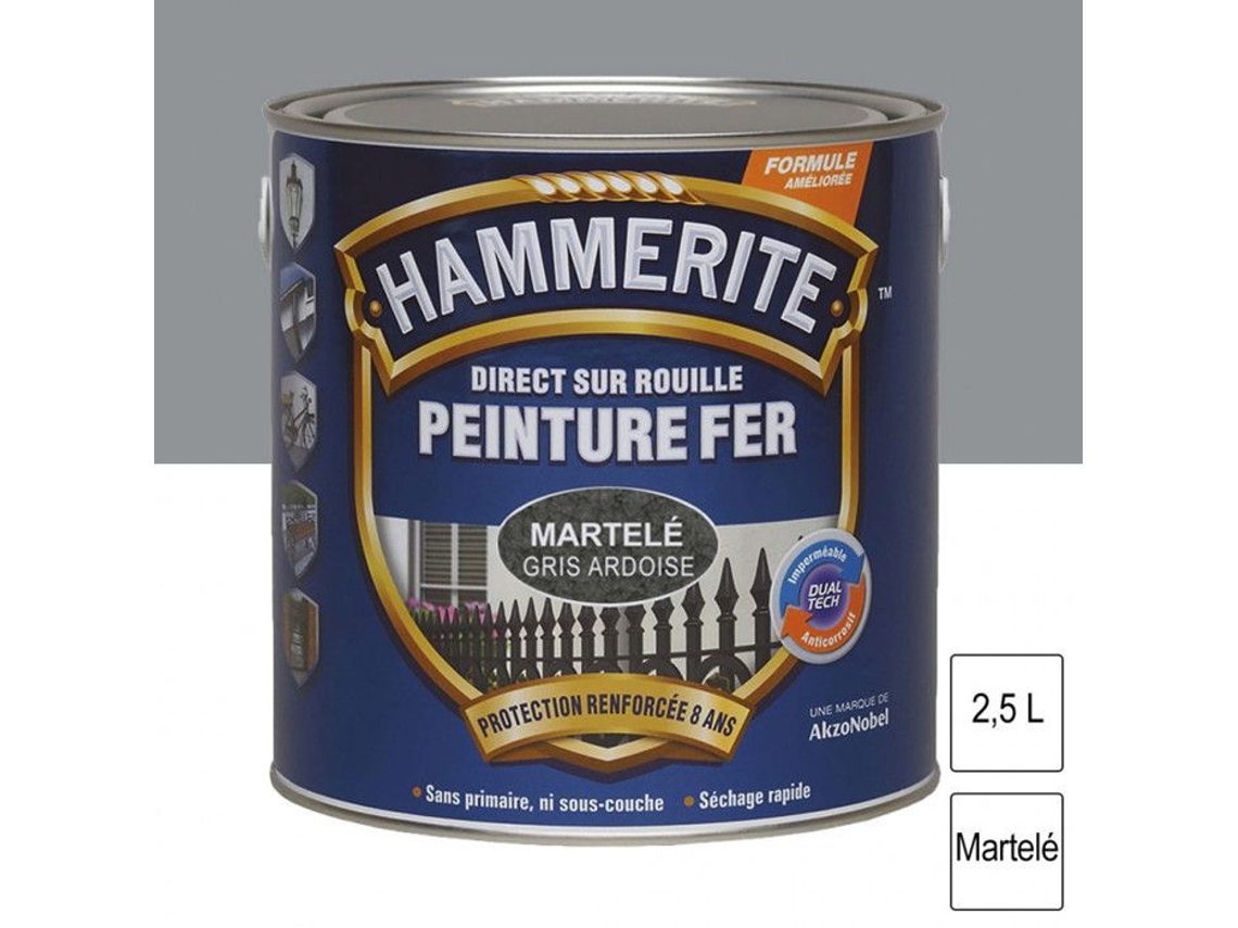 Pintura Metálica Hammerite Martelada 2,5l Cinza Ardósia Resistência 8 Anos