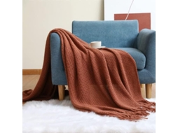 Manta de Sofá Xadrez Mantou Battilo Tricotada Grossa e Resistente Ideal para Cama Ou Decoração Texturizada Qua