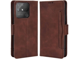 Capa e Película Oppo Reno 7 5G HFS HOUSE Carteira Castanho