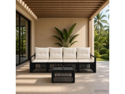 Vidaxl Conjunto De Sofá De Jardim 5 Pcs Preto Vime Pe