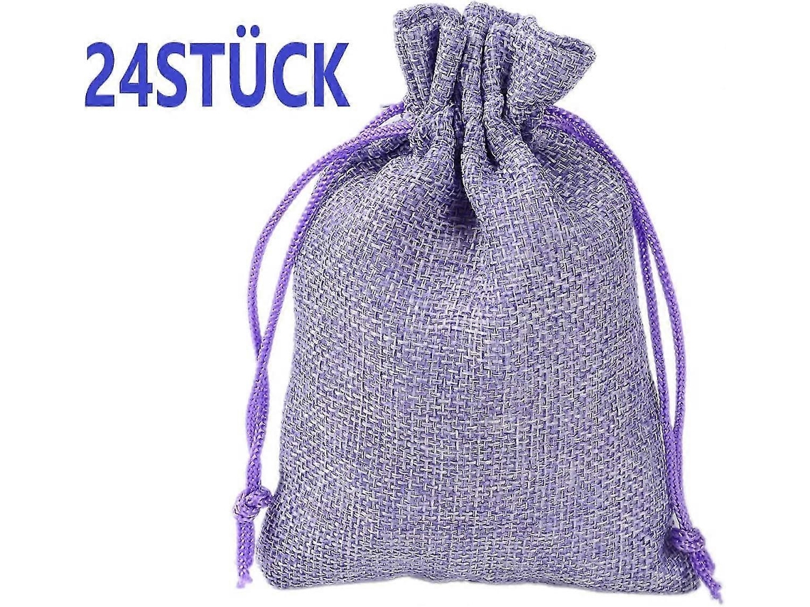 24 Sacolas De Juta Com Cordão Roxas, Reutilizáveis E Ecológicas, Para Presentes E Diy