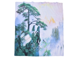 Cortinas de estilo chinês 3D com paisagem de pinho para quarto e sala, 150x166cm LAXISCREED