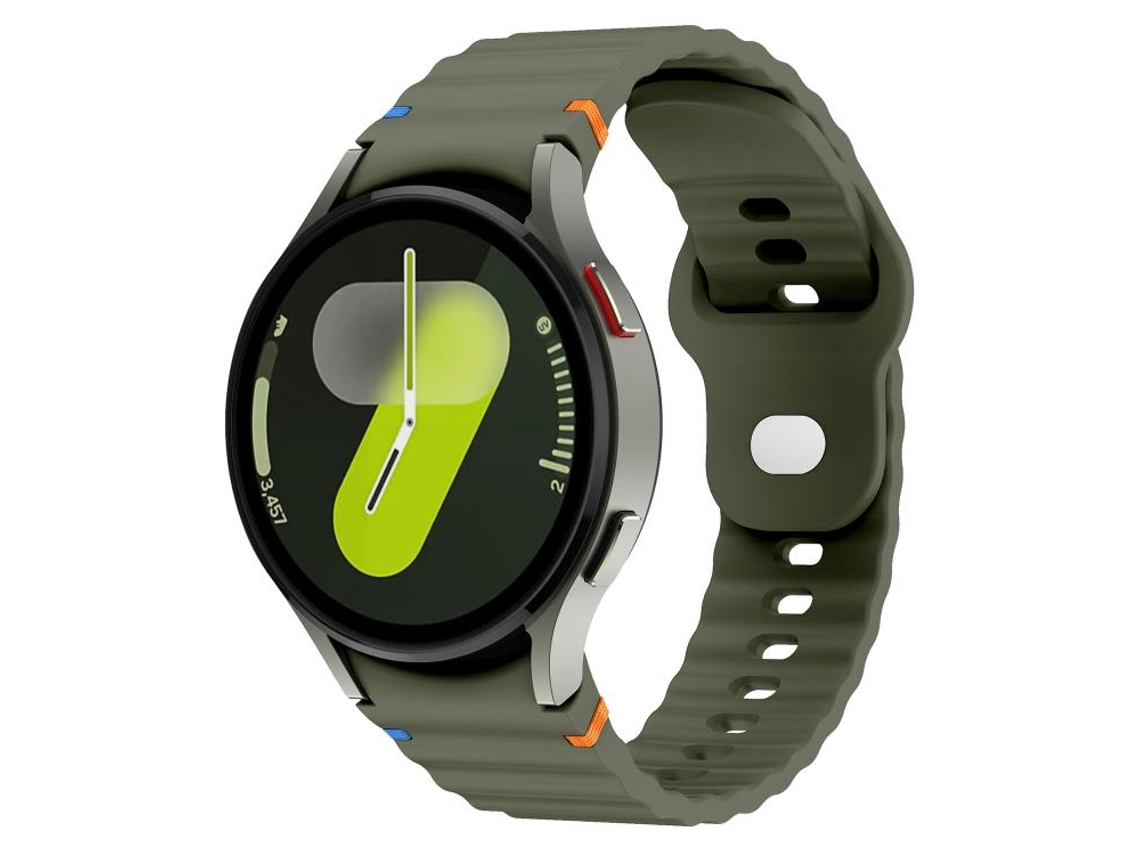 Bracelete para Samsung Galaxy Watch 7 Silicone 20mm com Costura Ondulada e Fivela Reversa Verde exército XIAOMOYU (40/44mm)