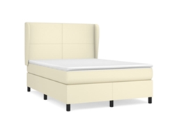 Cama com Molas/colchão 140x200 Cm Couro Artificial Cor Creme MAISON EXCLUSIVE