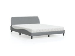 Cama Com Colchão 160x200 Cm Tecido Cinzento-claro