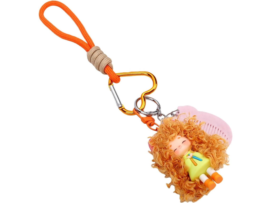 Chaveiro Com Boneca De Cabelo Cacheado - Para Uso Prático E Funcional