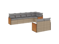 Conjunto de 8 sofás de jardim com almofadões Vime Pe Bege MAISON EXCLUSIVE (8 peças)